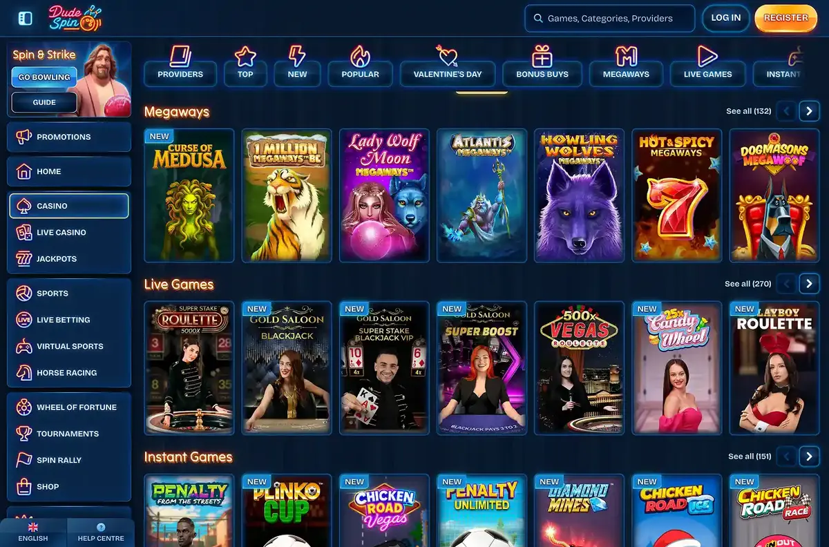 Dudespin screenshot